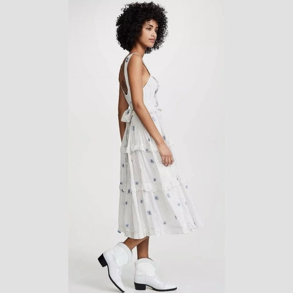 Free People Daisy Chain Midi Dress in Neutral Combo - Picture 3 of 12